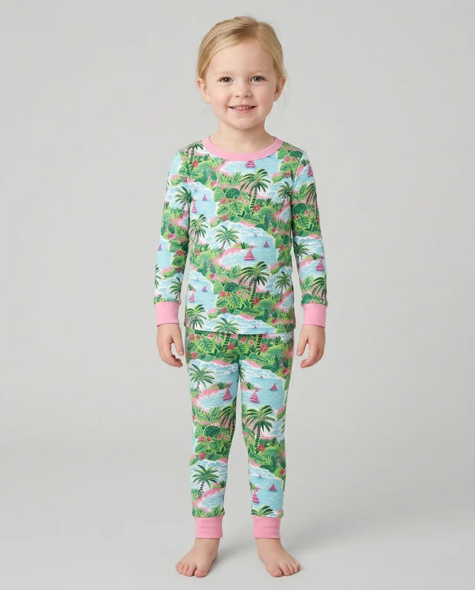 Preppy Coast Beach Club Bamboo Two Piece Long Sleeve Pajama Set
