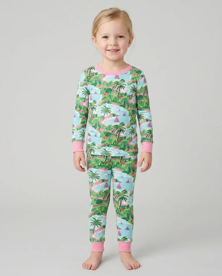 Preppy Coast Beach Club Bamboo Two Piece Long Sleeve Pajama Set