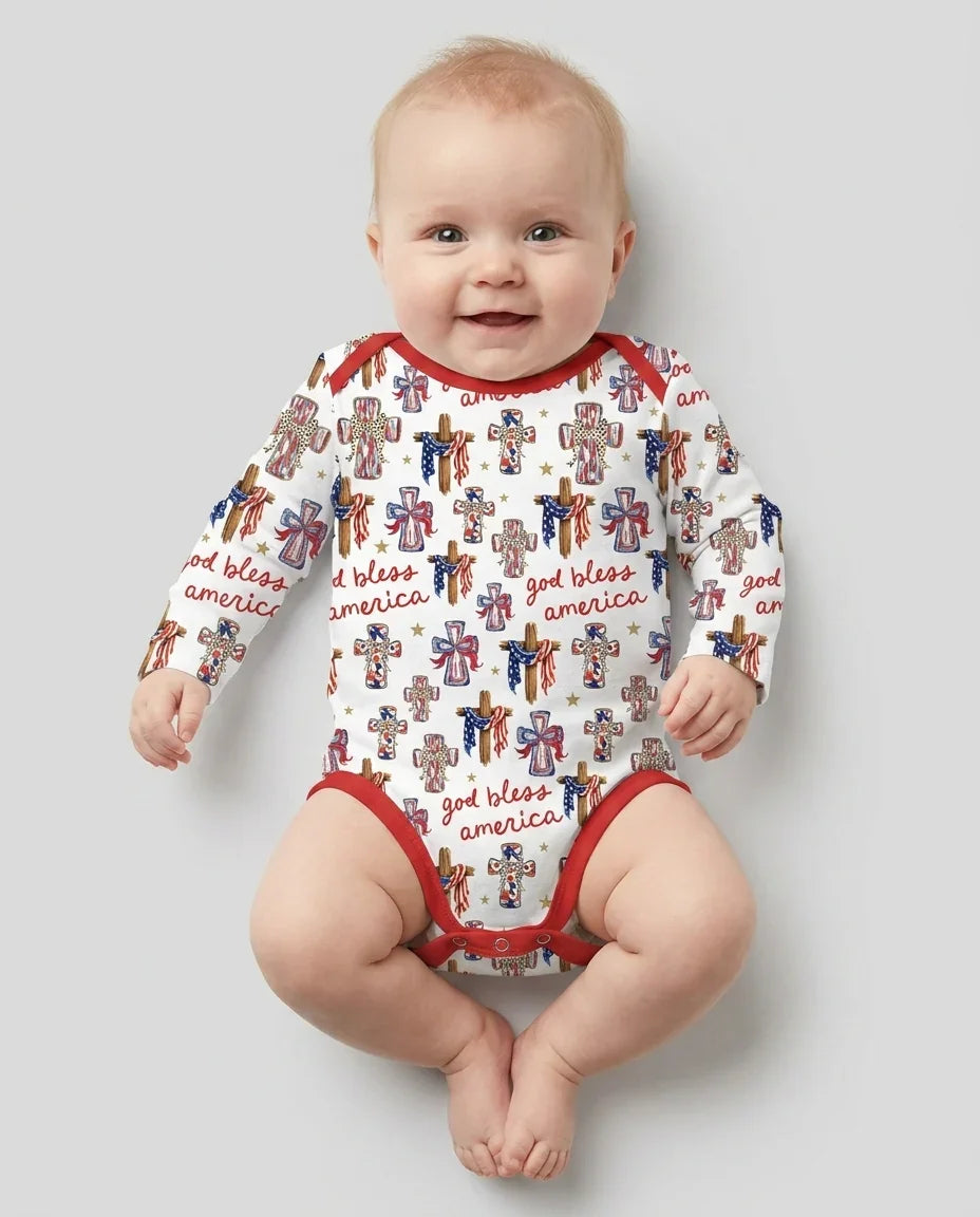 God Bless America Family Matching Bamboo Bodysuit