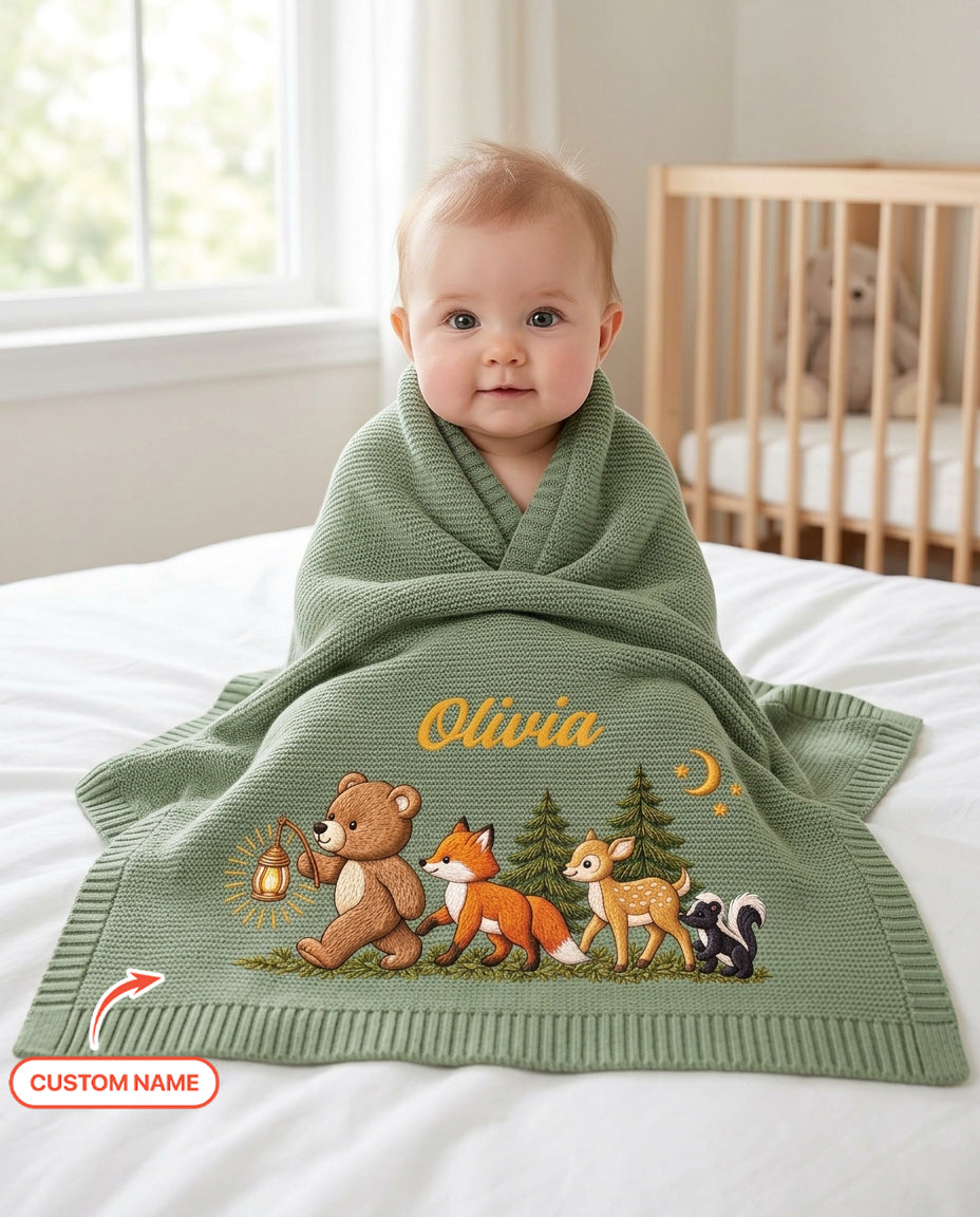Little Woodland Adventure Baby Cotton Blanket