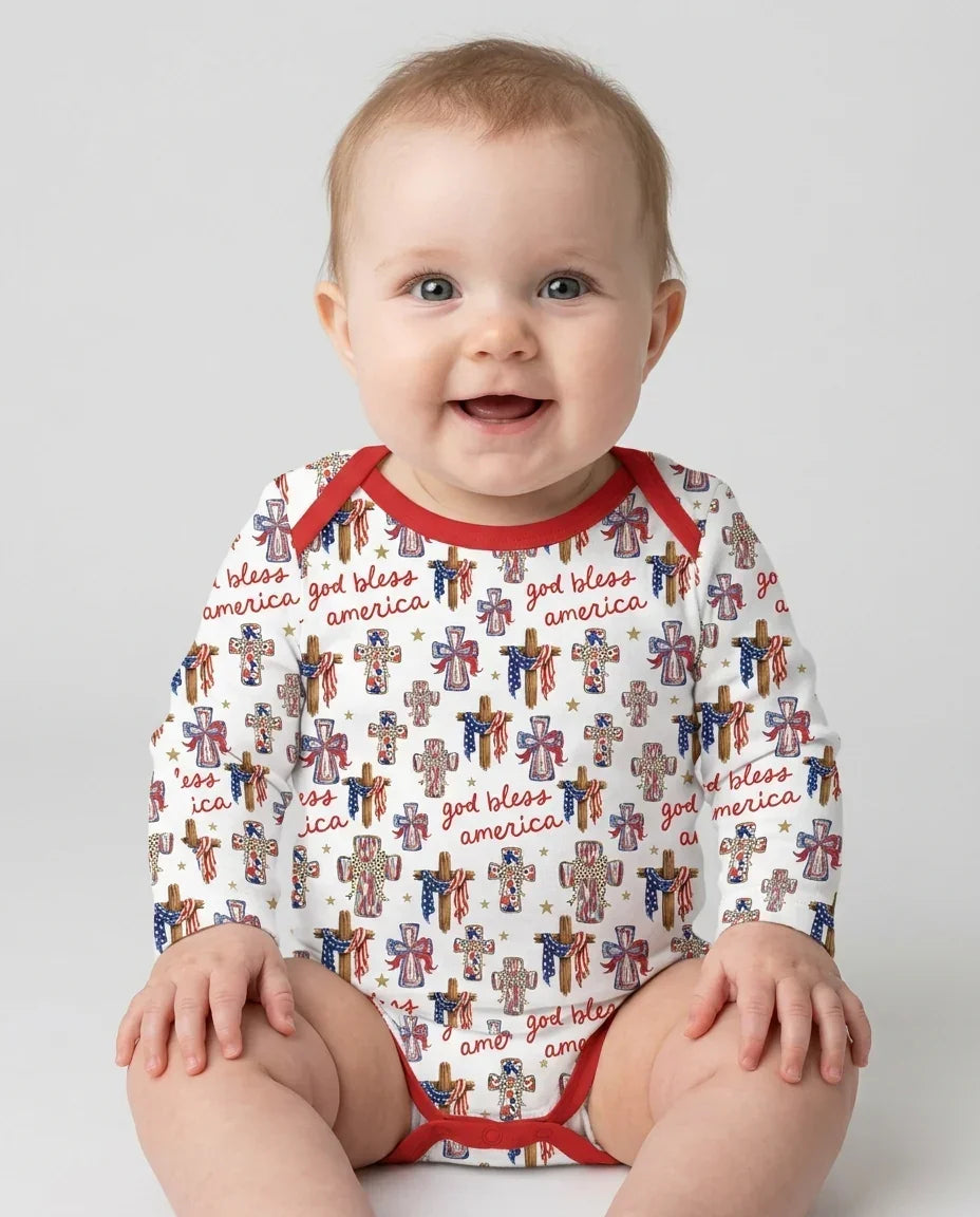 God Bless America Family Matching Bamboo Bodysuit