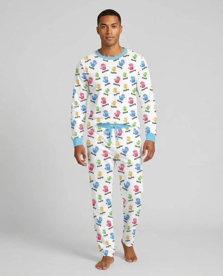First Mother Day - Handprints Bamboo Men's Pajama Set