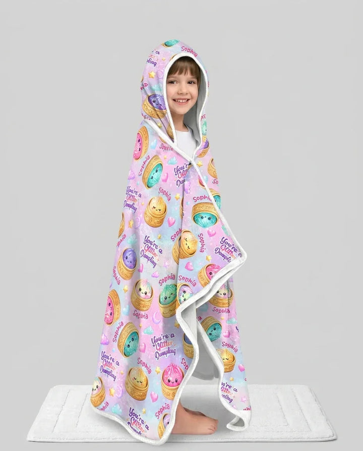 Custom Name You're A Glitter Dumpling Bamboo Wearable Hooded Blanket