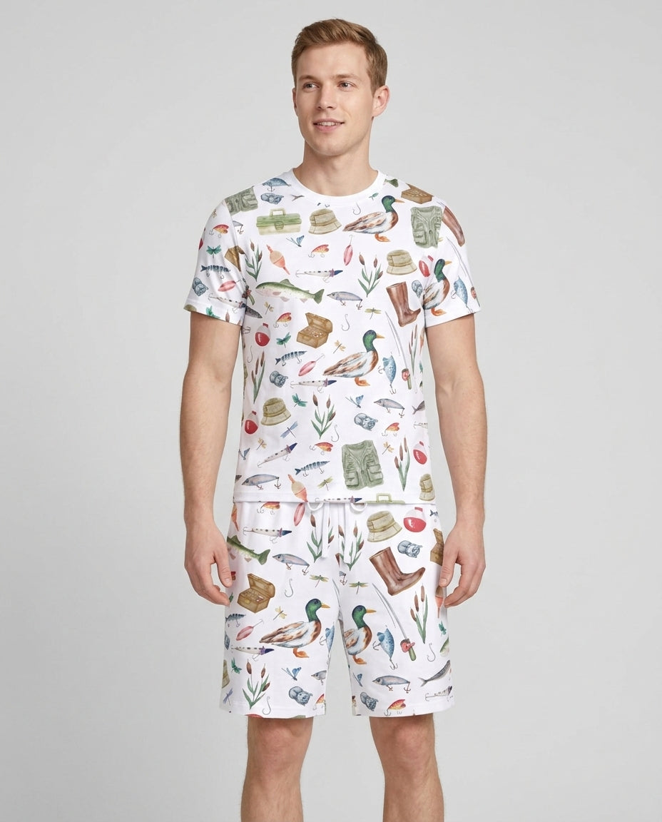 Daddy's Fishing Buddy Daddy& Me Matching Bamboo Men Short Sleeve Short Pajama Set