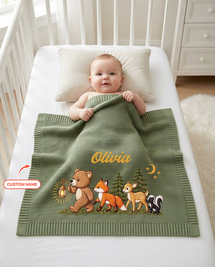 Little Woodland Adventure Baby Cotton Blanket