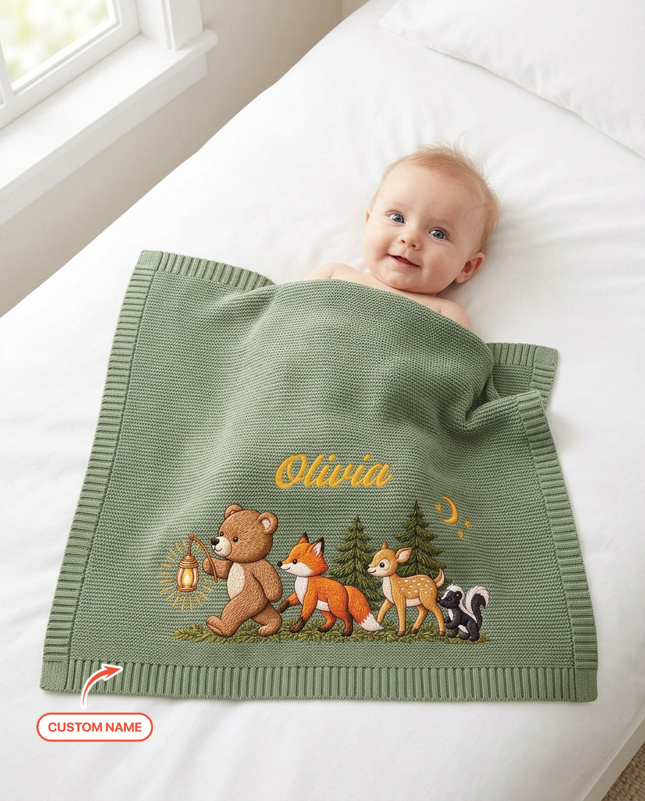 Little Woodland Adventure Baby Cotton Blanket