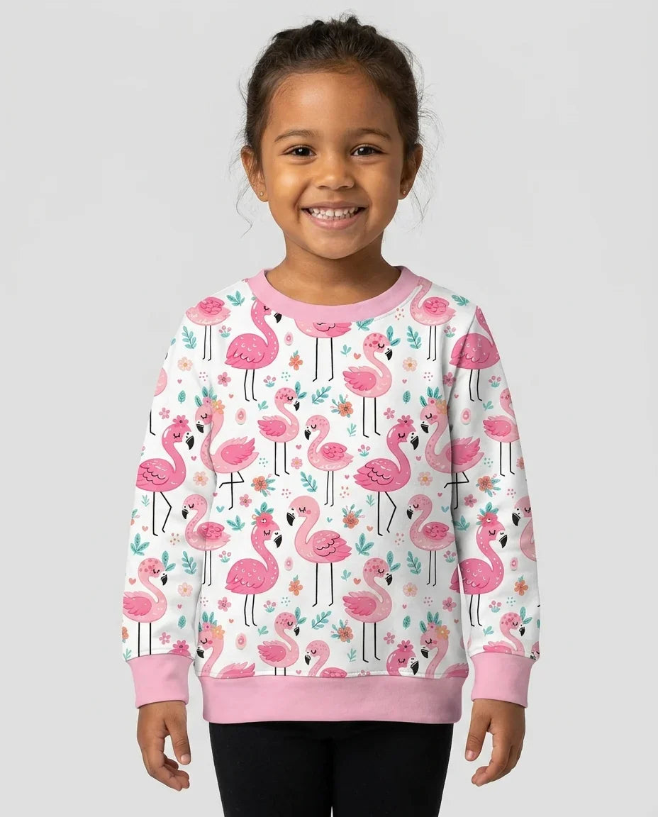 Sudadera Hello Flamingo Bamboo de cuello redondo
