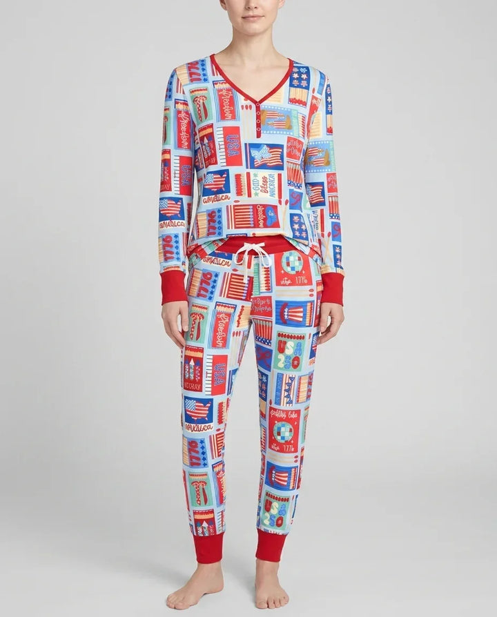 Patriotic Matchbox Family Matching Bamboo Women Pajama Set