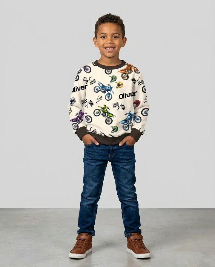 Personalisiertes Little Dirt Bike Rider Bambus Rundhals-Sweatshirt