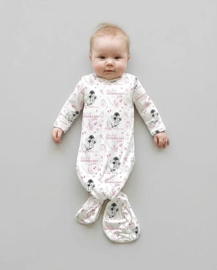 Custom Photo Our First Father's Day Together Bamboo Knot Gown