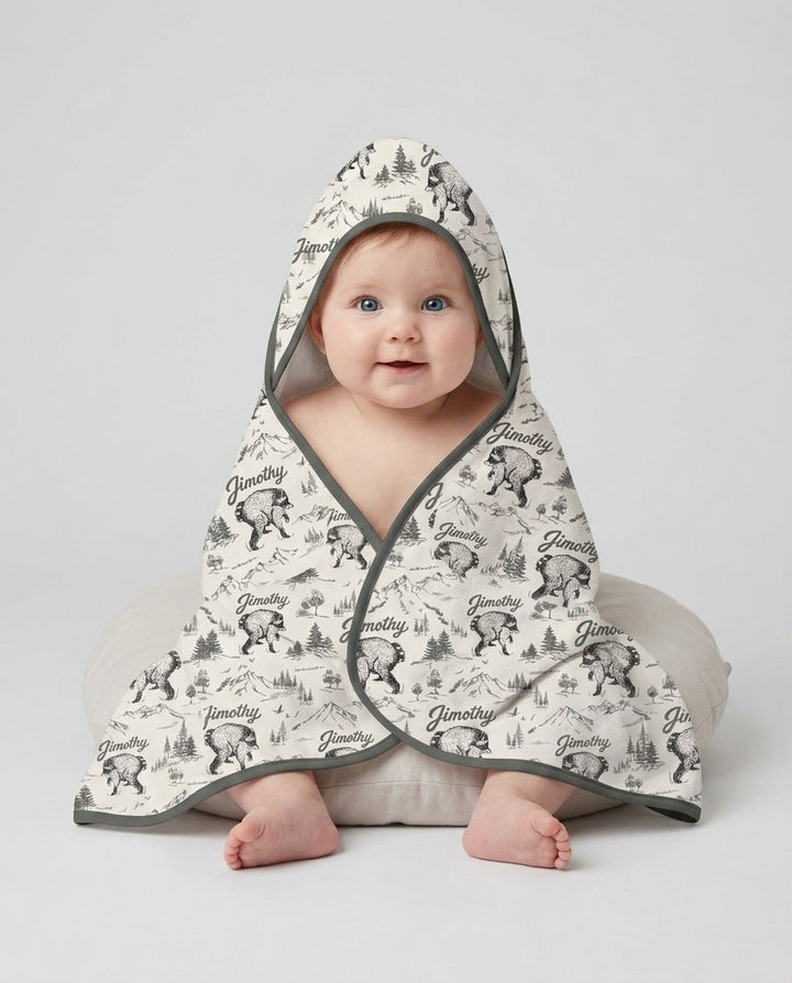 Vintage Jimothy Racoon Family Matching Hooded Bamboo Towel Set