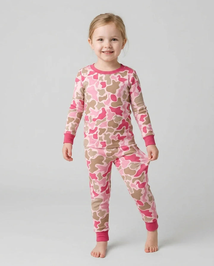 Mallard Duck Hunting Camouflage Bamboo Two Piece Long Sleeve Pajama Set