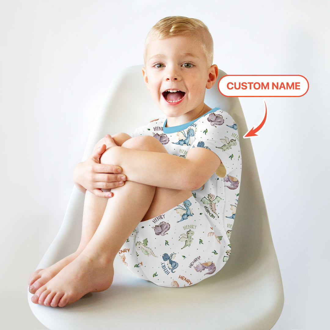 Sweet Baby Dragons Custom Name Two Piece Short Sleeve Shorts Pajama Set