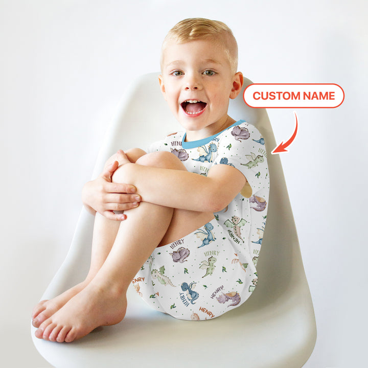 Sweet Baby Dragons Custom Name Two Piece Short Sleeve Shorts Pajama Set