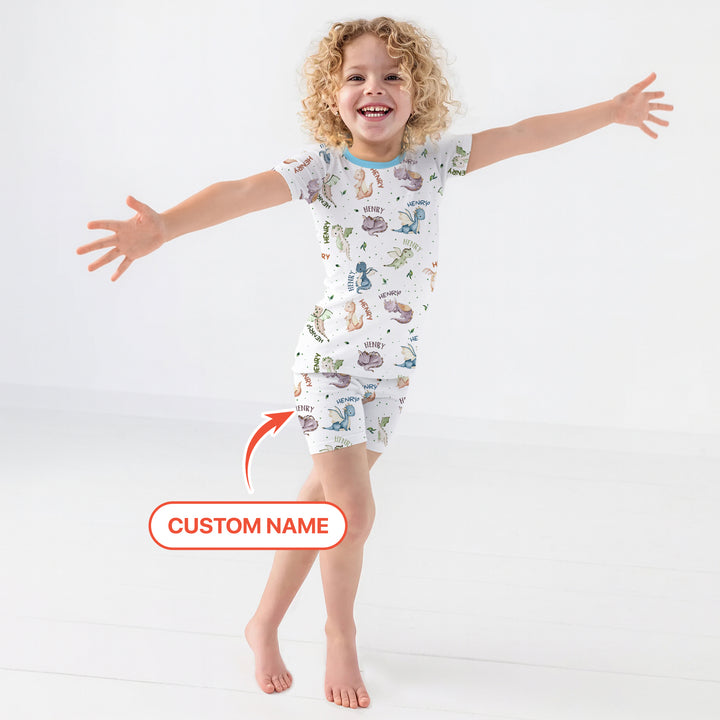 Sweet Baby Dragons Custom Name Two Piece Short Sleeve Shorts Pajama Set