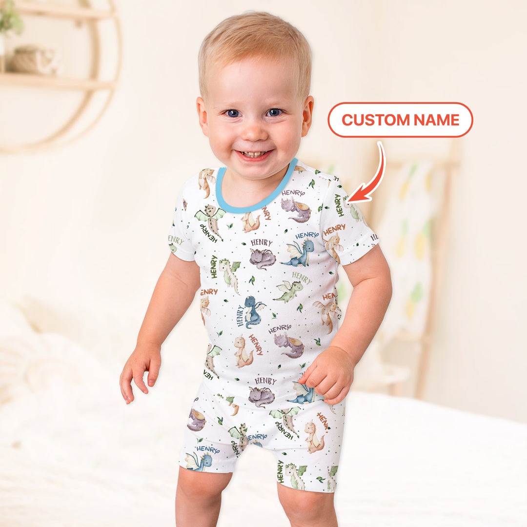 Sweet Baby Dragons Custom Name Two Piece Short Sleeve Shorts Pajama Set