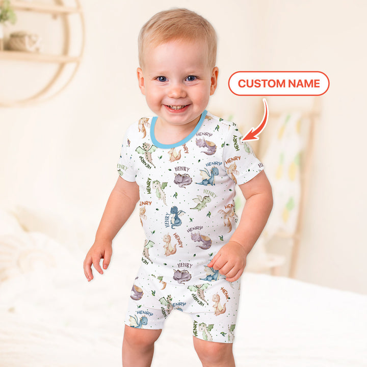 Sweet Baby Dragons Custom Name Two Piece Short Sleeve Shorts Pajama Set