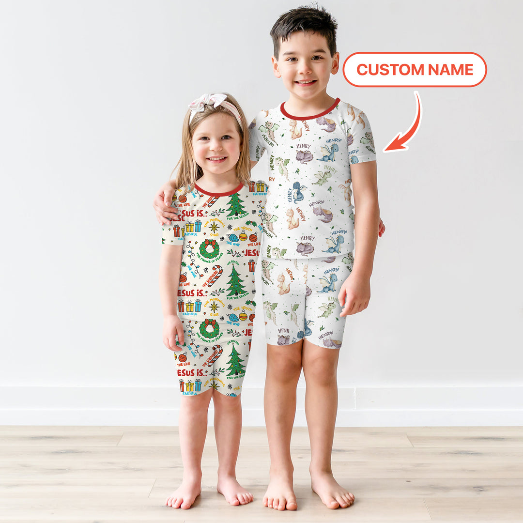 Sweet Baby Dragons Custom Name Two Piece Short Sleeve Shorts Pajama Set