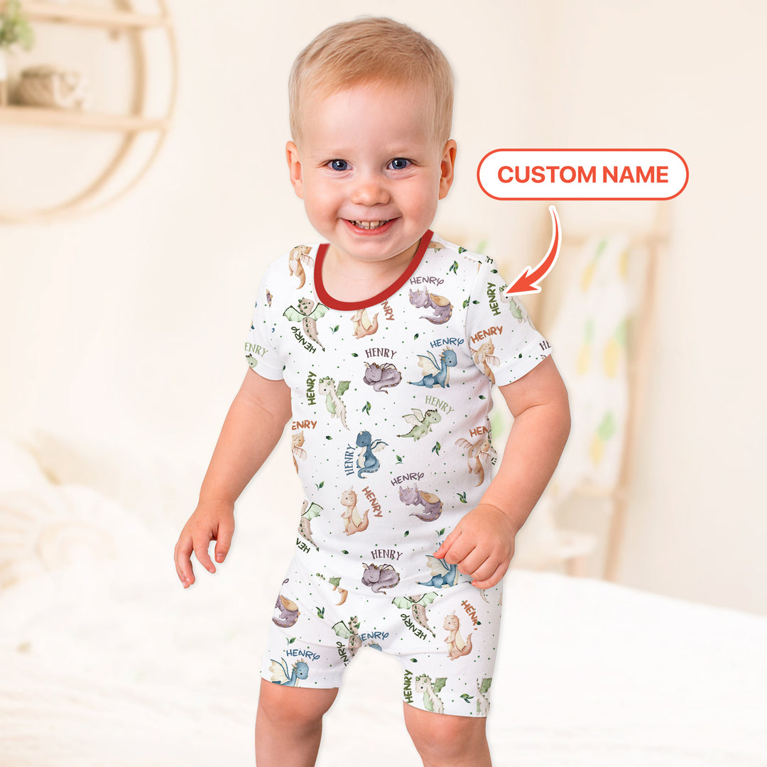 Sweet Baby Dragons Custom Name Two Piece Short Sleeve Shorts Pajama Set