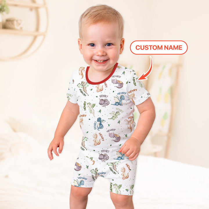 Sweet Baby Dragons Custom Name Two Piece Short Sleeve Shorts Pajama Set