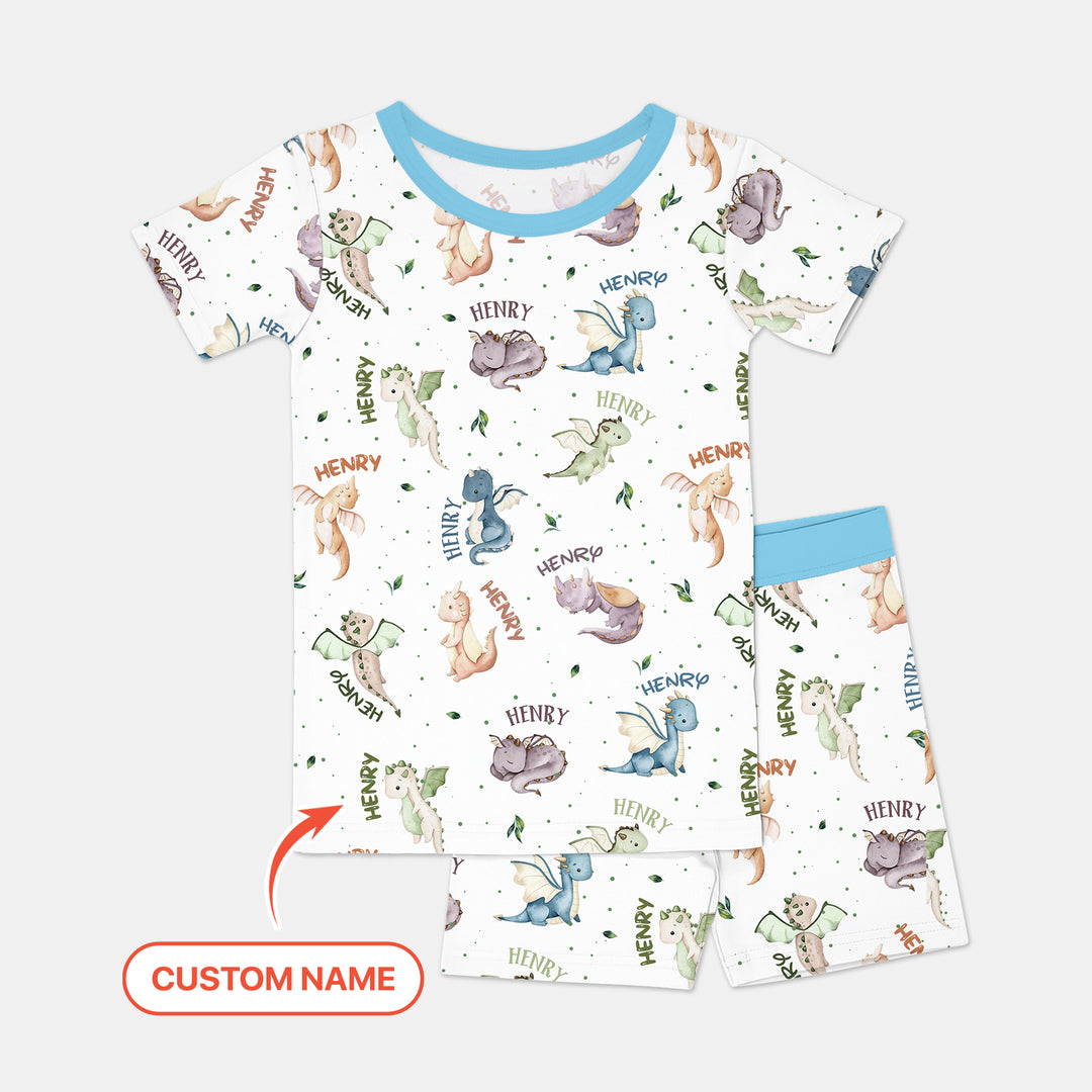 Sweet Baby Dragons Custom Name Two Piece Short Sleeve Shorts Pajama Set