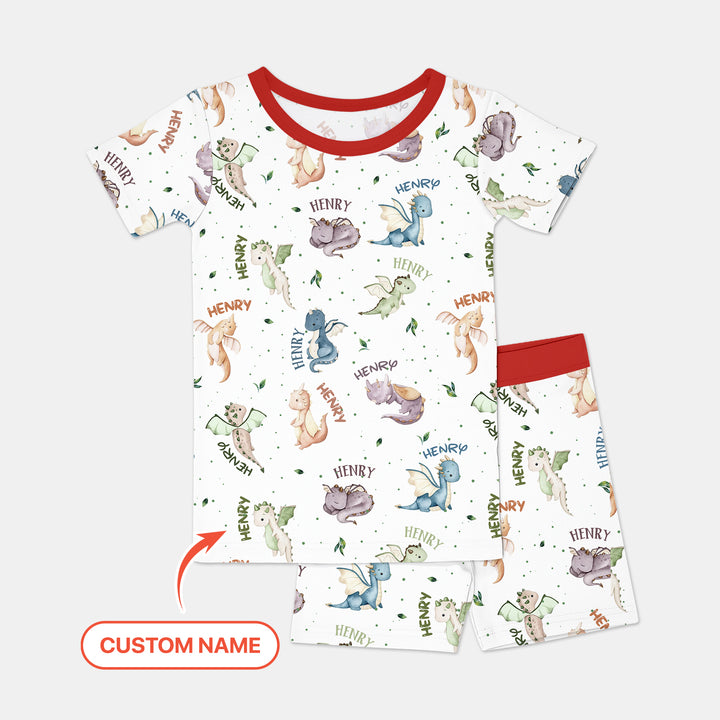 Sweet Baby Dragons Custom Name Two Piece Short Sleeve Shorts Pajama Set