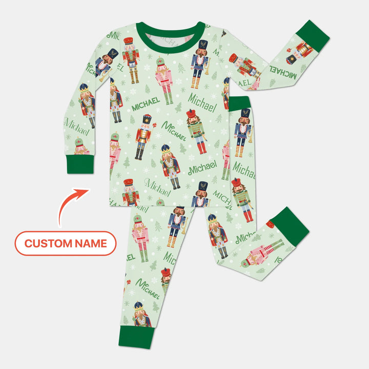Nutcracker Parade Custom Name Boy Two Piece Long Sleeve Pajama Set , Nutcracker Parade Custom Name Boy Two Piece Long Sleeve Pajama Set - 12-18M