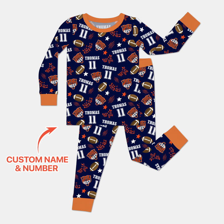 Custom Name Football Good Better Best Two Piece Long Sleeve Pajama Set
