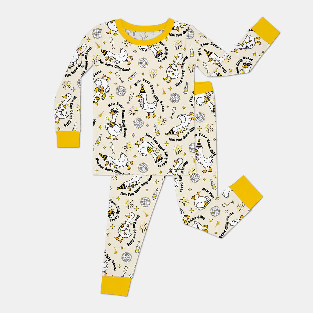 New Year Silly Goose Two Piece Long Sleeve Pajama Set