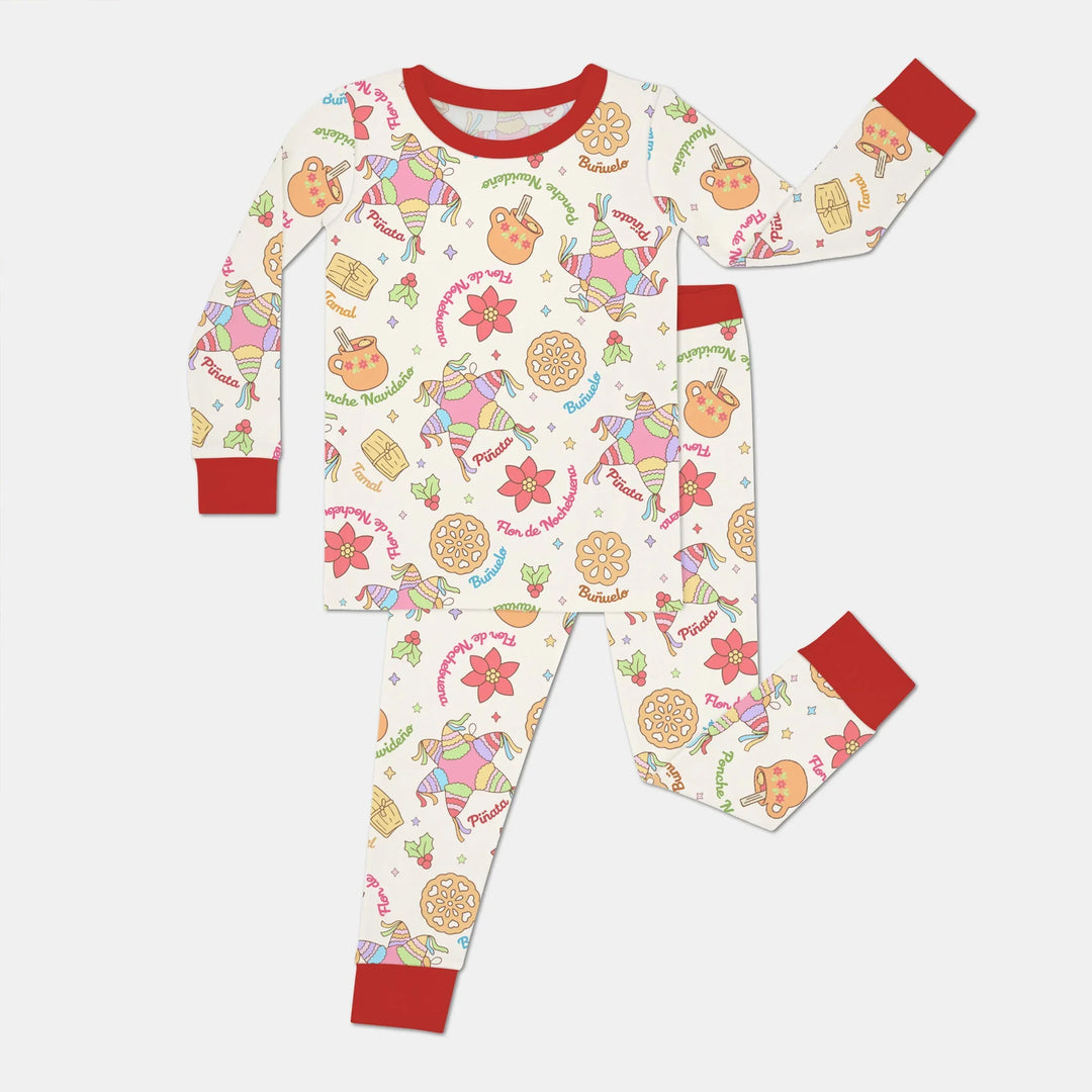 Las Posadas Dream Two Piece Long Sleeve Pajama Set , Las Posadas Dream Two Piece Long Sleeve Pajama Set - 12-18M / Red
