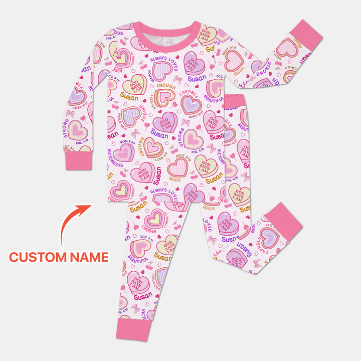 God Says I Am Sweet Heart Matching Mommy & Baby Two Piece Long Sleeve Pajama Set