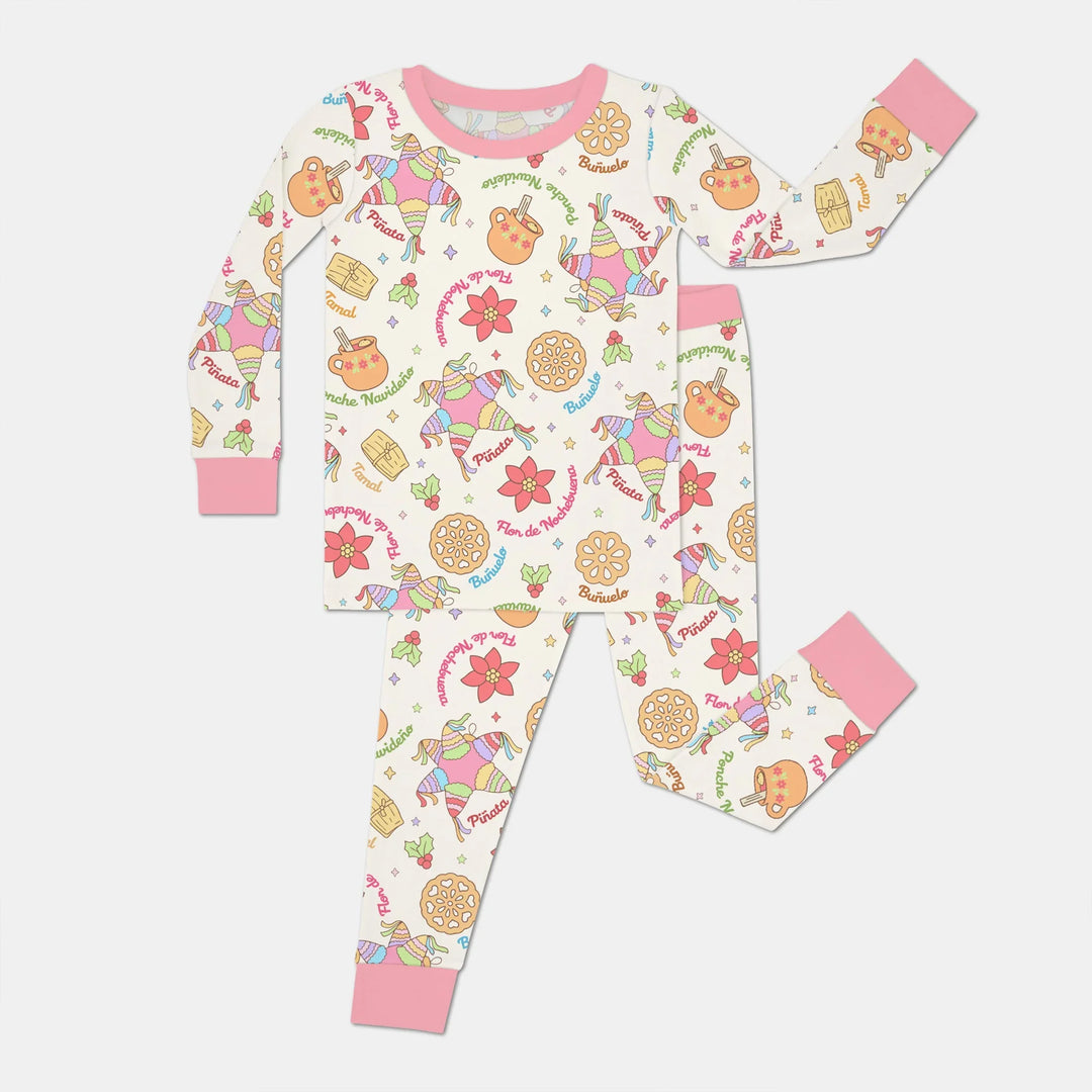 Las Posadas Dream Two Piece Long Sleeve Pajama Set , Las Posadas Dream Two Piece Long Sleeve Pajama Set - 12-18M / Pink