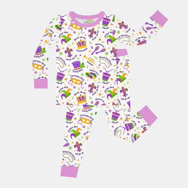 Mardi Gras Family Matching Two Piece Long Sleeve Pajama Set