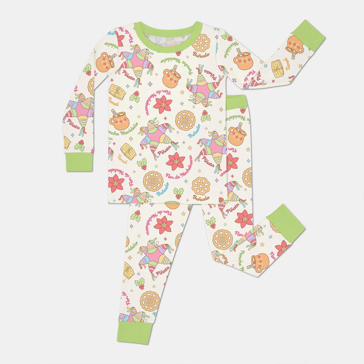 Las Posadas Dream Two Piece Long Sleeve Pajama Set , Las Posadas Dream Two Piece Long Sleeve Pajama Set - 12-18M / Light Green