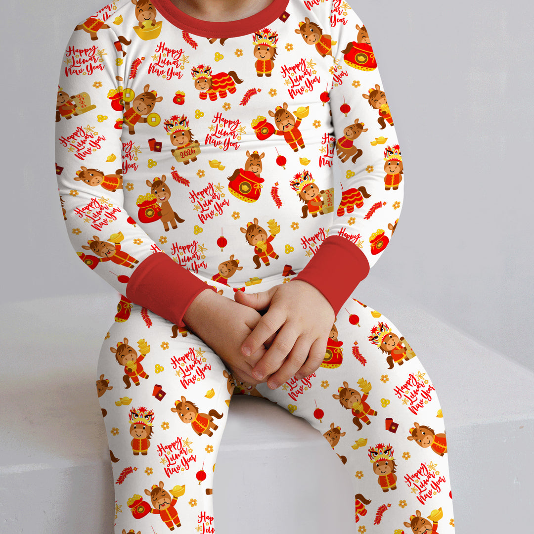 Year of the Horse Two Piece Long Sleeve Pajama Set