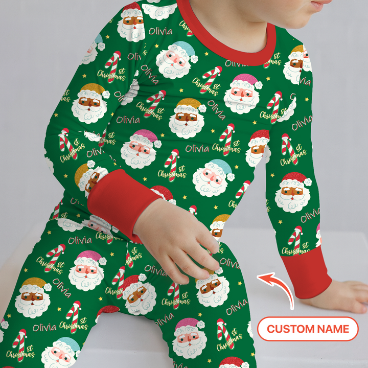 Personalized 1st Christmas Two Piece Long Sleeve Pajama Set