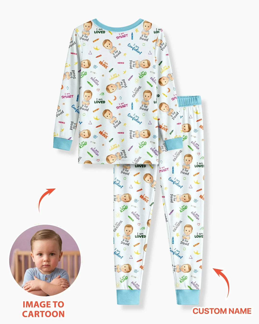Kids Affirmations Custom  Bamboo Two Piece Long Sleeve Pajama Set