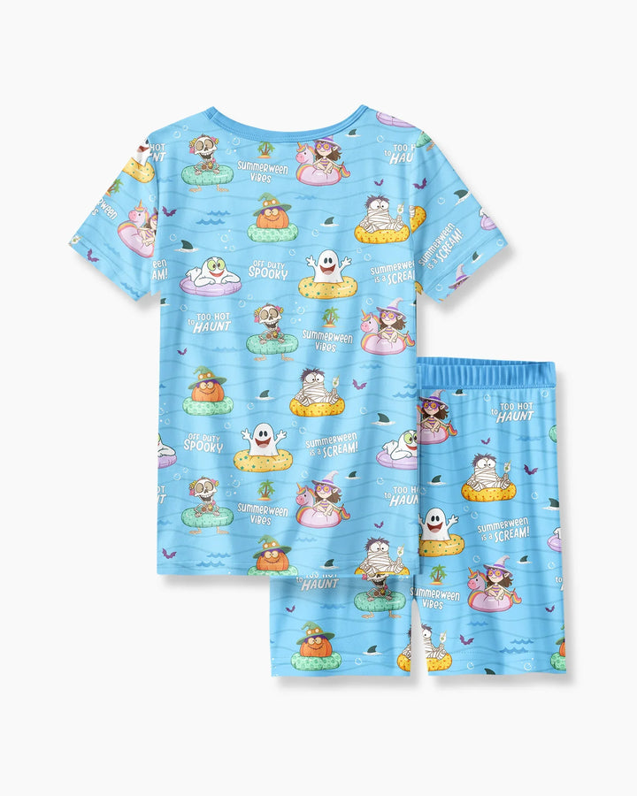 Conjunto de Pijama de Dos Piezas de Bambú con Mangas Cortas y Pantalones Cortos