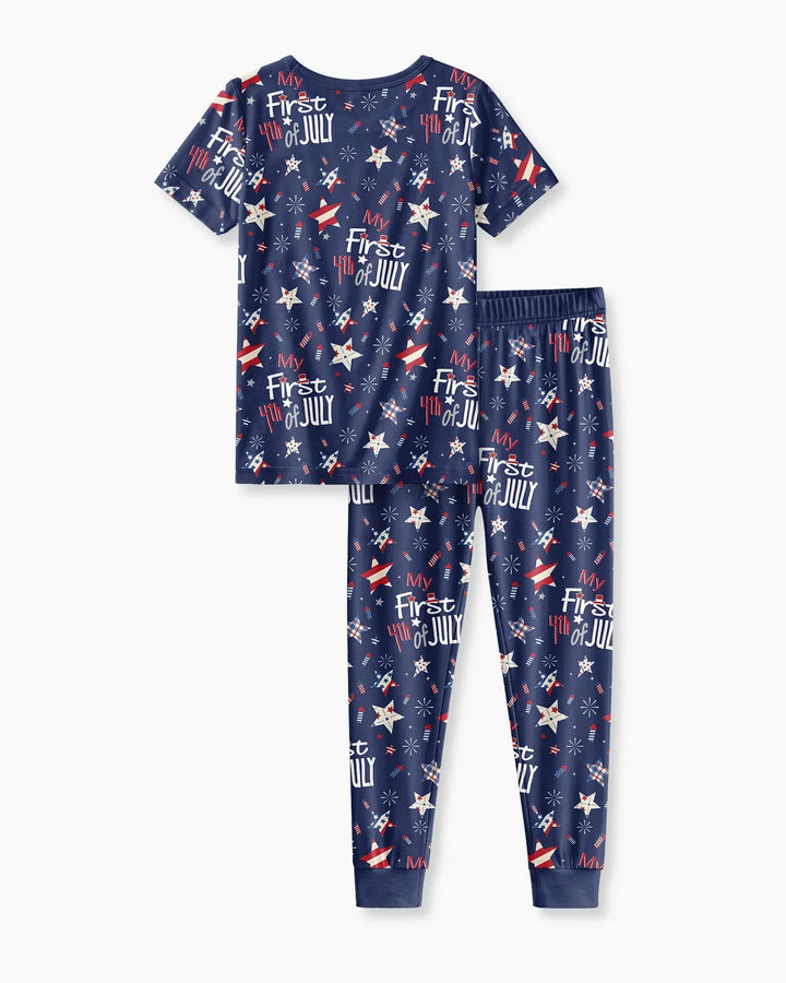 My First 4th of July Star Striped Bamboo Two Piece Short Sleeve Pajama Set