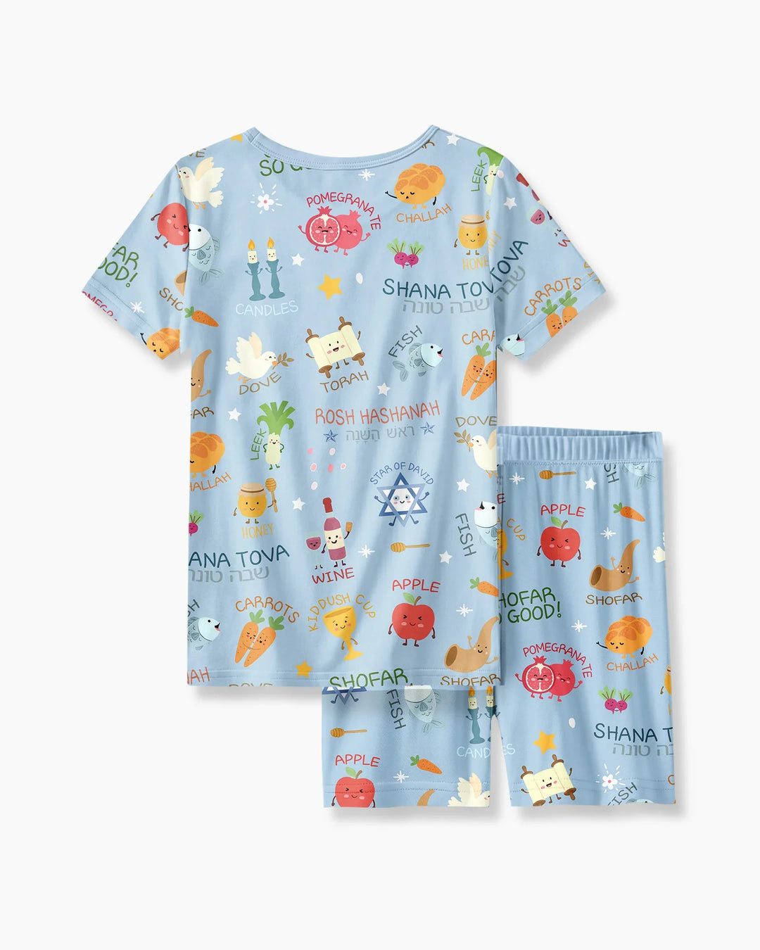 Family Rosh Hashanah Matching Bamboo Two Piece Short Sleeve Shorts Pajama Set