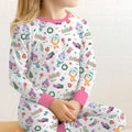 Pijama de dos piezas de bambú de manga larga para Navidad brillante