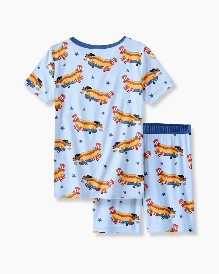 Conjunto de Pijama de Dos Piezas de Bambú con Mangas Cortas y Pantalones Cortos