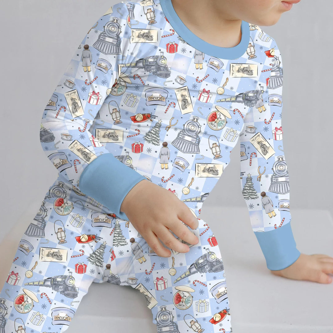 Christmas Train Two Piece Long Sleeve Pajama Set