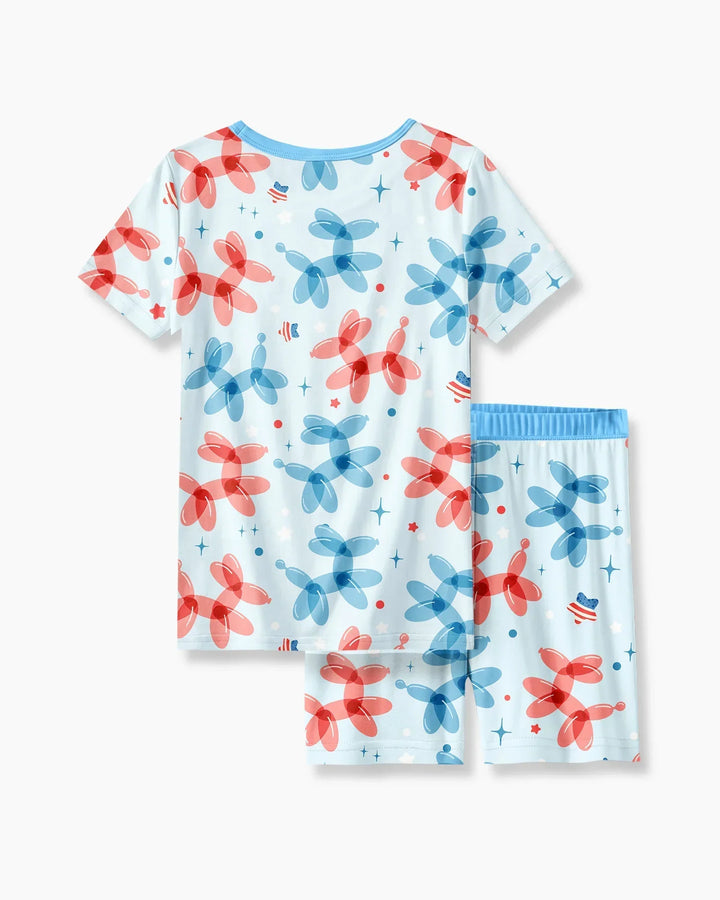 Conjunto de Pijama de Dos Piezas de Bambú con Mangas Cortas y Pantalones Cortos