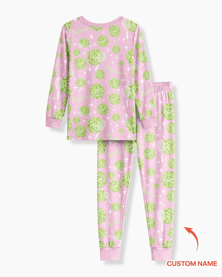 Tennis Disco Girl Party Matching Bamboo Two Piece Long Sleeve Pajama Set