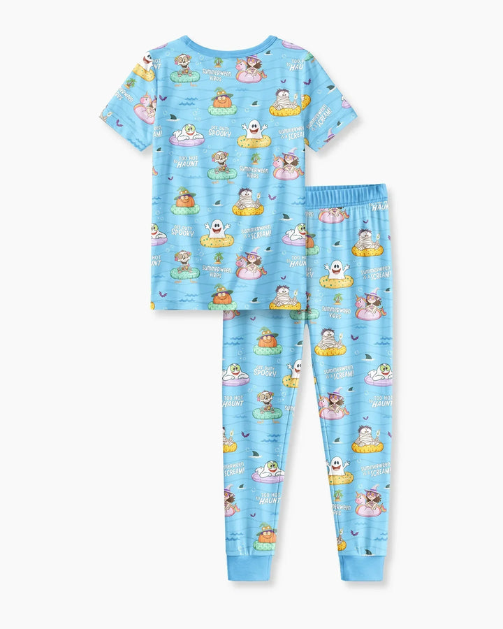 Summerween Cartoon Bamboo Two Piece Short Sleeve Pajama Set