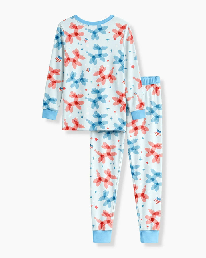 American Balloon Dog Party Bamboo Two Piece Long Sleeve Pajama Set