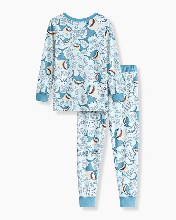 Dude Shark Bamboo Two Piece Long Sleeve Pajama Set