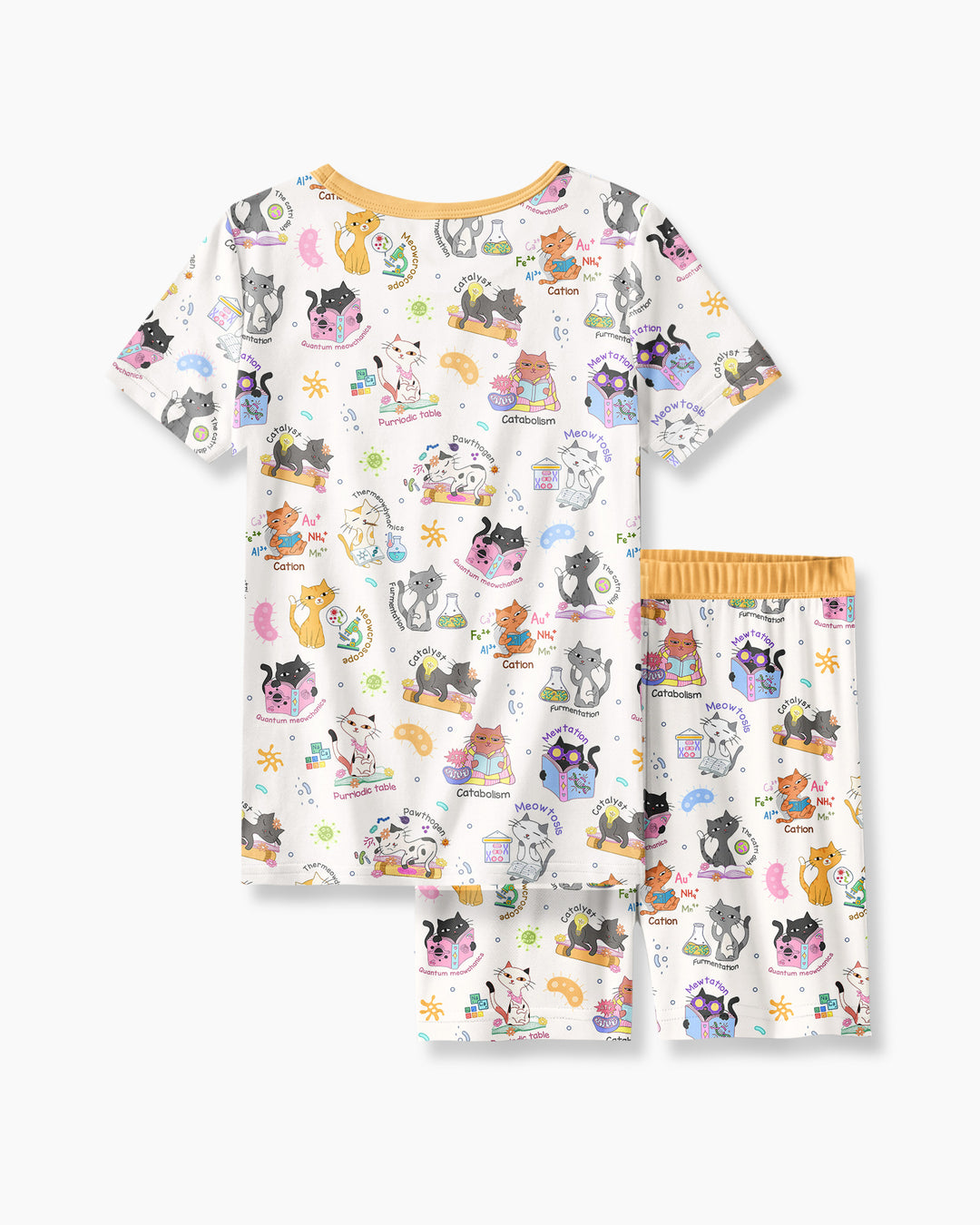 Funny Cat Love Scientist Bamboo Two Piece Short Sleeve Shorts Pajama Set
