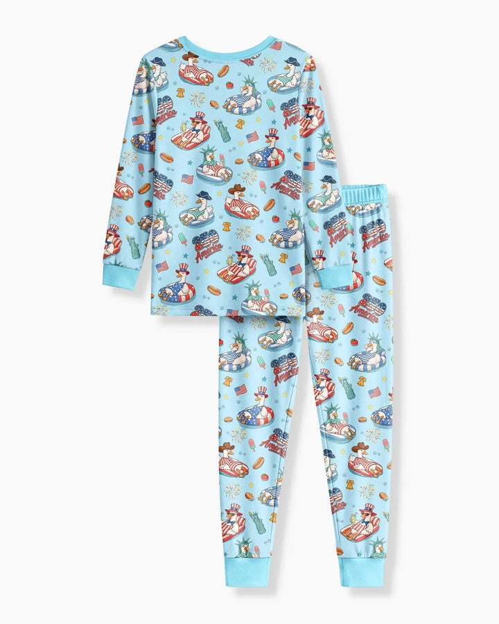 Zweiteiliges Langarm-Pyjama-Set mit Sommerfrüchten